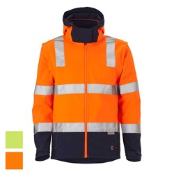ELEVEN Workwear Hi-Vis Water Resistant 'Hoop' Taped Detachable Hood and Sleeve Jacket