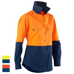 ELEVEN Workwear AEROCOOL Women’s Spliced Hi-Vis Work Shirt - Orange Navy