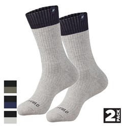 Hammer + Field® Two Tone Crew Rib Socks - 2 Packs (Grey Marle)