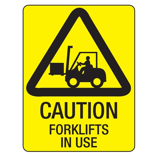 Warning Forklifts In Use Poly Sign 450x300mm