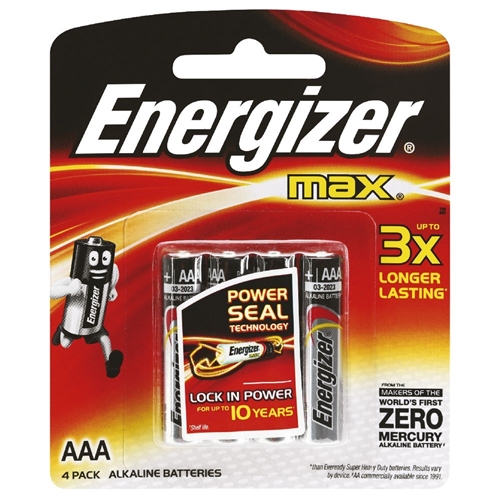 Energizer Max Alkaline AAA Batterys 4Pk