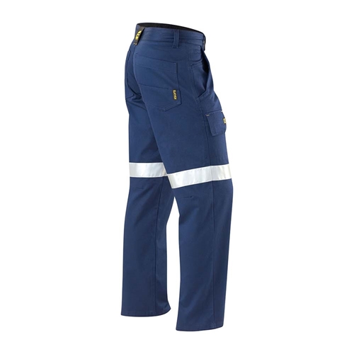 Navy drill work pants with reflective tape