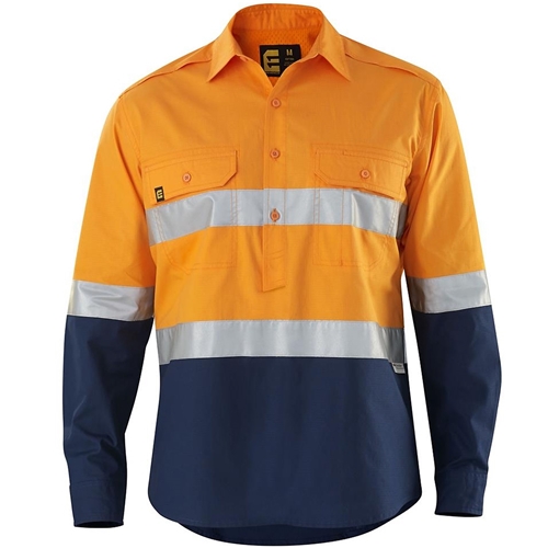 ELEVEN Workwear AEROCOOL Spliced Hi-Vis 3M™ Taped Closed Front L/S Shirt