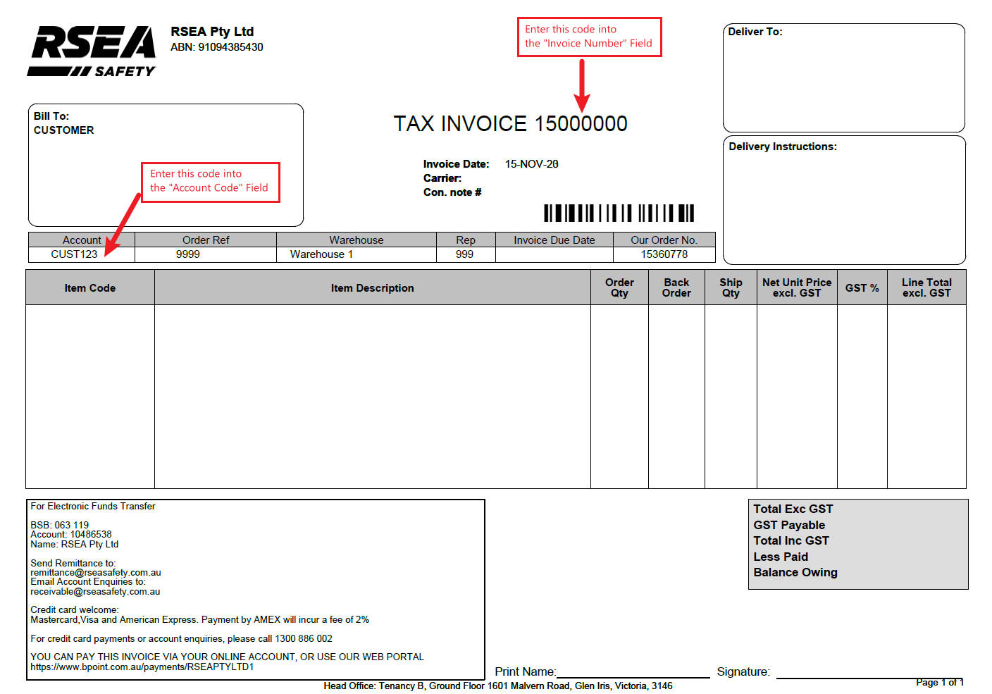 Sample Tax Invoice